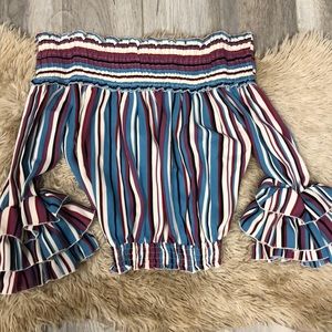 Rouched off the shoulder top